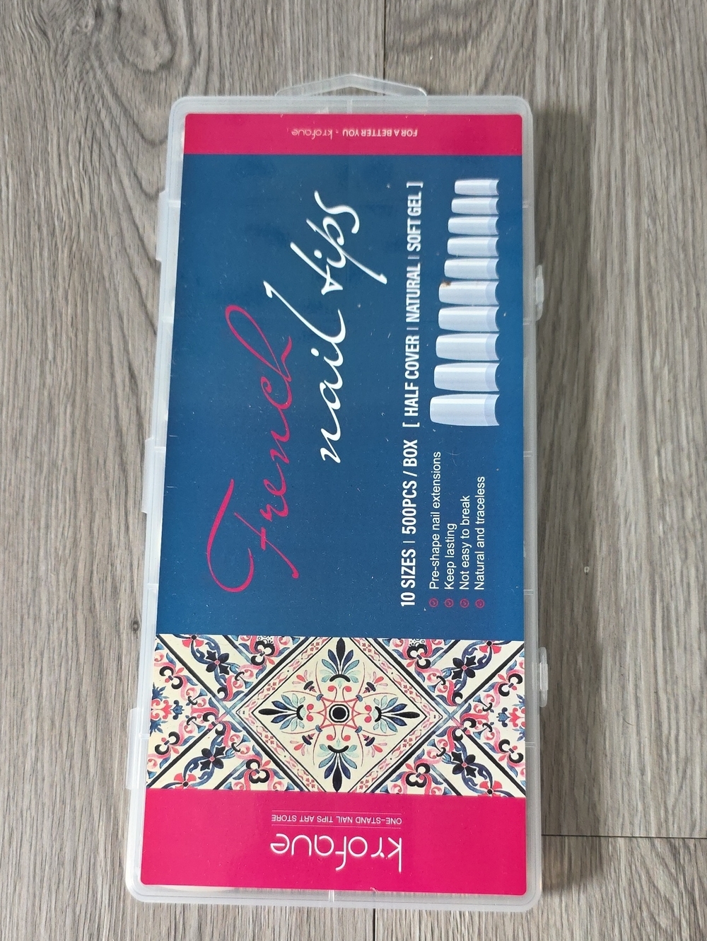 128 - Amazon French Nail Tips Press-On Nails - White / Pink Accent